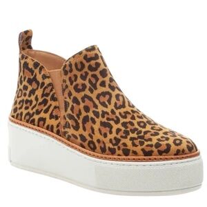 J/Slides Mika Platform Streetwear Sneaker SZ 8 Tan Cheetah Suede Leather